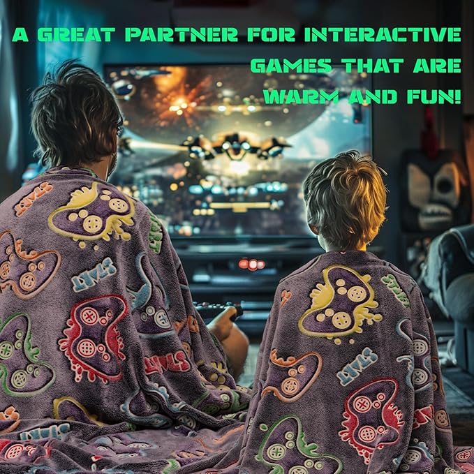 Gaming Gifts Toys Blanket for Teen Boys Glow in The Dark Gaming Blanket for Men Boyfriends Gifts for Gamers Soft Fleece Gamer Blanket for Kids Birthday Gifts