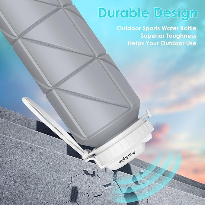 4 pack Collapsible Water Bottles Reusable Leakproof Silicone Water Bottle BPA Free Durable Foldable Sports Bottles & straw 23oz Lightweight Bottle