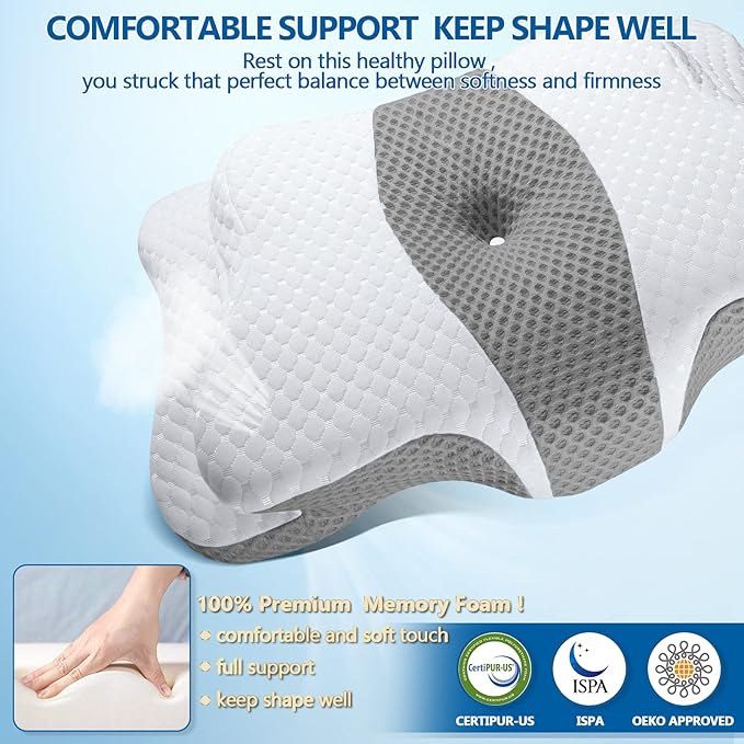 Pain Relief Cervical Pillow for Neck and Shoulder Support,Hollow Design Cervical Memory Foam Pillows, Orthopedic Ergonomic Neck Pillow,Contour Bed Pillow for Side,Back,Stomach Sleeper…