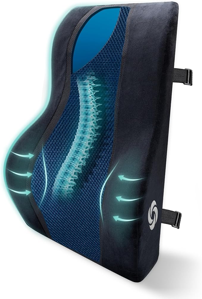 SAMSONITE, Mid-Low Back Support Pillow with Cooling Gel for Office Chair or Car Seat - Boost Your Lower Back Comfort Zone, [HIGH Grade - Memory Foam], Versatile Supportive Lumbar Cushion…