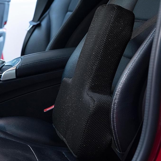 HOMBYS Lumbar Support Pillow for Office Chair-Seat Cushion for Back Support, Improved Sitting Posture and Upper/Lower Back Pain Relief for Desk Chairs, Car Seats and Airplanes (Black, 17"x13"x3")