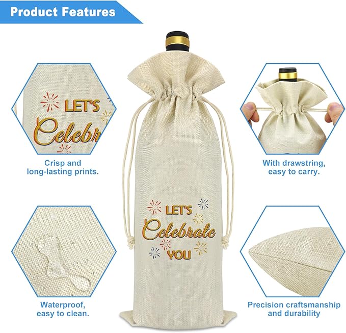 2024 Graduation Gifts Celebrate Graduation Wine Bag Graduation Gifts for Her Him Phd Masters Degree Graduation Gifts for Women Men Drawstring Burlap Reusable Wine Bottle Bag Graduate Souvenir Gift