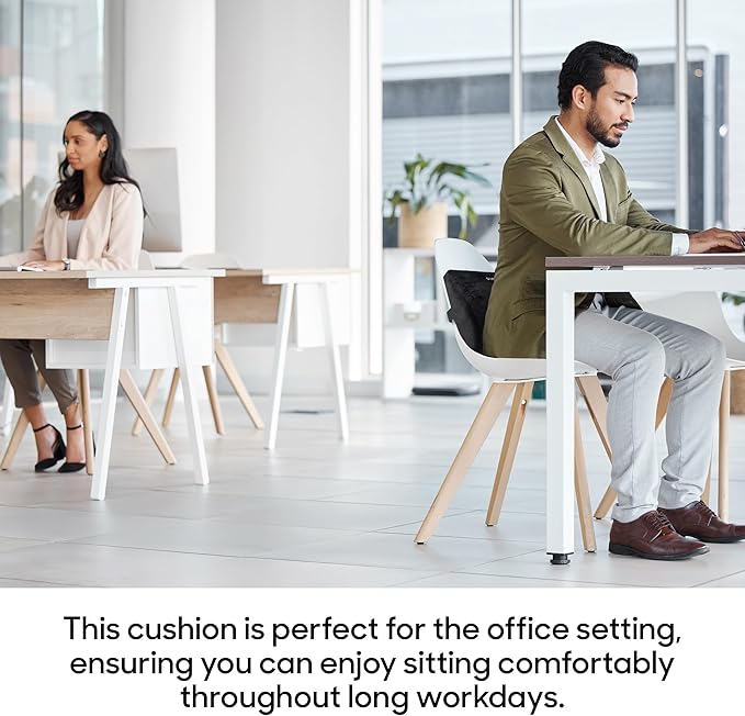 Lumbar Seat Cushion for Office Chair, Memory Foam Low Back Support Pillow for Car, Computer, Gaming Chair, Ergonomic Back Cushion with a Cooling Gel Layer for Pain Relief