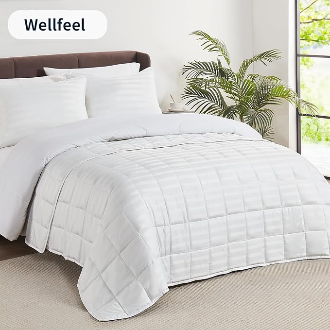 Weighted Blanket for Adult,20lbs Heavy Weighted Blanket 60"x80" Breathable Cooling Summer Blankets, Ultra Soft Cotton Comfort Throw Blanket with Glass Beads for All-Season (Light Grey)