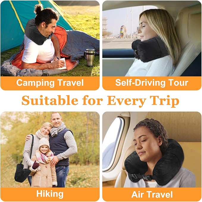 Travel Pillow for Extra Luggage,Stuffable Neck Pillow for Travel,Soft Velvet Cover,Adjustable Neck Size,Holds 3 Days of Travel Essentials,Travel Hacks,Multifunctional Packable Neck Pillow