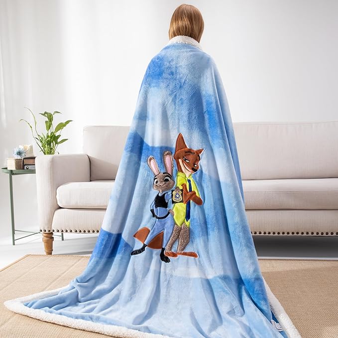 COSUSKET Kids Throw Blanket, 3D Fox Embroidery Sherpa Bunny Blanket Girls Boys Gifts