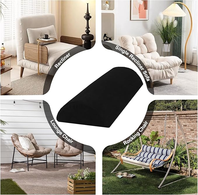 Recliner Foot Pillow High Resilience Foam - Leg Pillow for Sleeping Soft and Supportive Half Moon Bolster Pillow Recliner Pillows for Headrest Back Lumbar Support (Black)