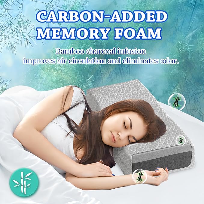 HARBOREST Cooling Cube Pillow - Side Sleeper Pillow for Neck and Shoulder Pain, Memory Foam Pillow Cube Pro with Adjustable Firmness,24"x12"x5", Grey