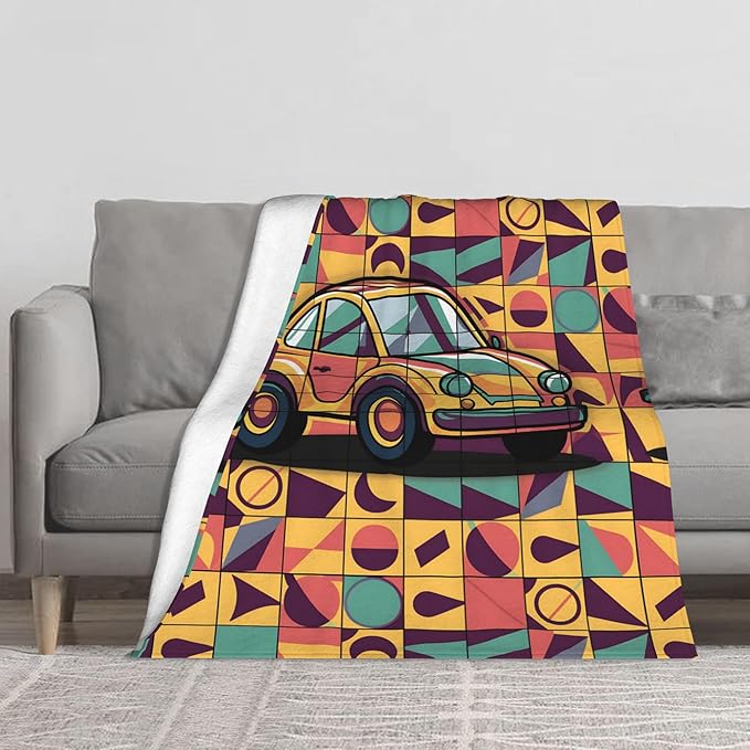 Cute Cartoon Flannel Blanket for Kids, 50" L x 60" W Inches – Soft and Cozy Plush Throw Blanket for Boys and Girls – Perfect for Bed, Couch, or Travel (Car)