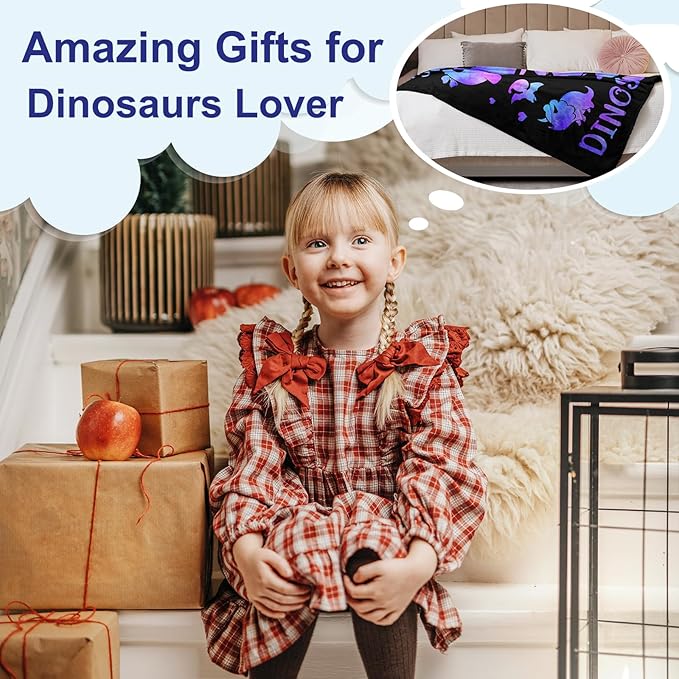 Dinosaur Blanket Gifts, Dinosaur Blanket for Girls Kids, Dinosaur Gifts for Girls Women, Just a Girl Who Loves Dinosaurs Blanket, Best Gift Ideas for Dinosaur Lover Blanket 40"X50"