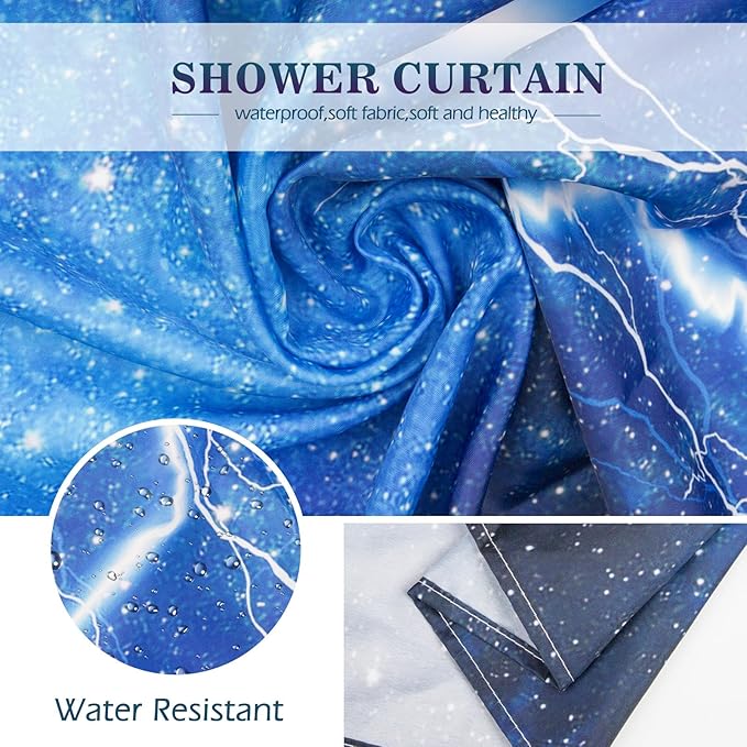 Aimego Extra Long Shower Curtain - Funny Cute Cool Cat on Fantasy Outer Space Galaxy Universe UFO Fabric Cloth Shower Curtain Set with 12 Hooks Bathroom Decor Accessories Bathtub Curtain, 72"x84"