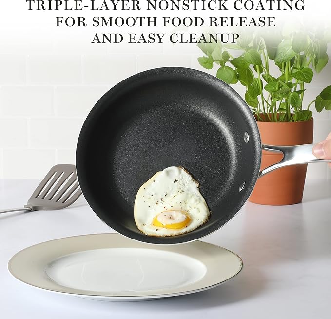 MARTHA STEWART Lockton 2 Piece 10" & 12" Heavy Gauge Aluminum Premium Nonstick Fry Pan Set - Grey