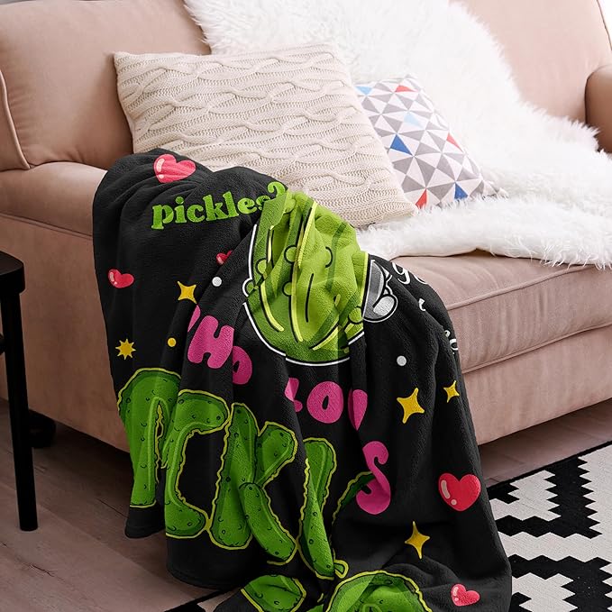 Pickle Gifts Blanket, Pickle Gifts for Pickle Lovers, Funny Pickles Gifts for Kids, Just a Girl Who Loves Pickles Blanket, Best Pickle Gifts Birthday Christmas Ideas Blanket 40"X50"