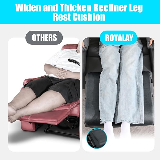 ROYALAY Adjustable Recliner Leg Rest Cushion, Widen and Thicken Recliner Footrest Extender, Wave Shape Lumbar Support Pillow with Adjustable Elastic Straps, Suitable for Bed Chair Sofa Back Support