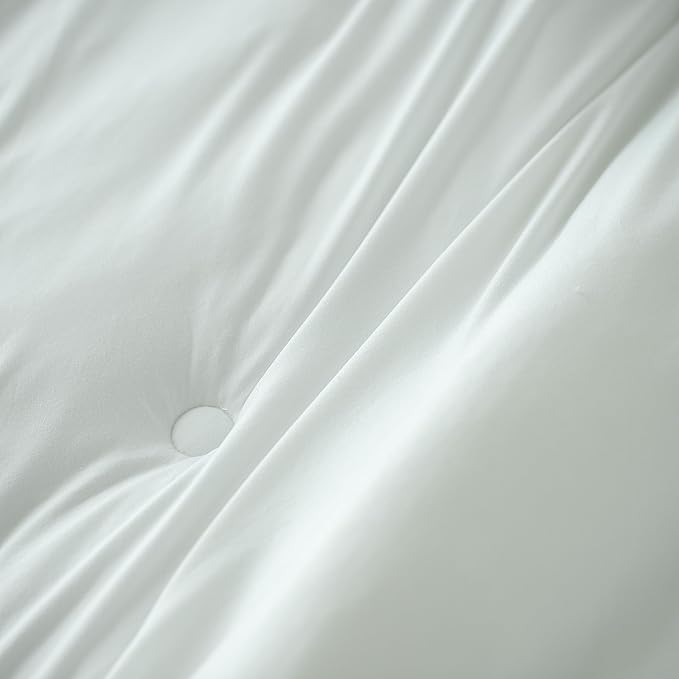 KASENTEX Super Duper Soft 96x106in Lightweight Jersey Knit California King Comforter Set, Buttery Smooth Bedding Sets, Oversized Duvet Insert 3 Piece, 2 Pillowcases, Wedding Plain White