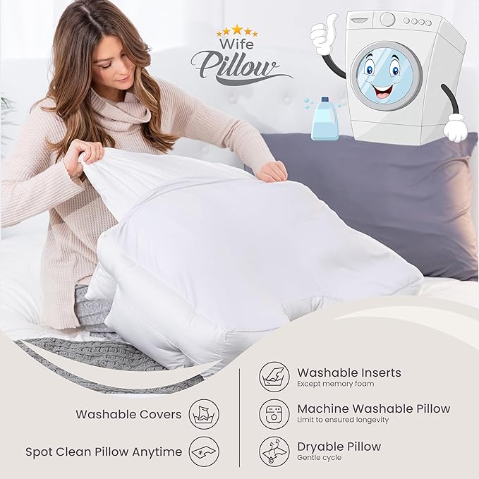 Ultra Soft Support. Shoulder & Neck for Pain Relief. Side, Back, Stomach Sleepers Arm Hole Slots for Many Sleeping Positions. Hotel Style Goose Down Feather & Siliconized Fiber Blend