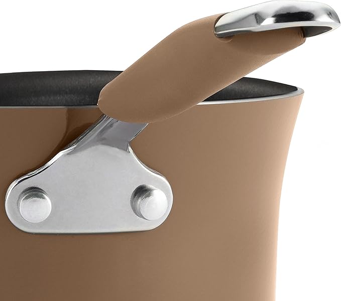 Rachael Ray Cucina Nonstick Cookware Pots and Pans Set, 12 Piece, Mushroom Brown