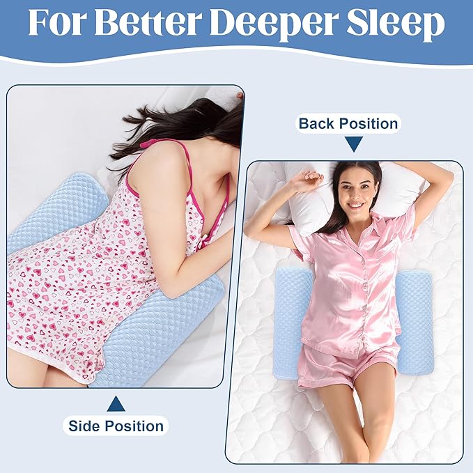 HOMBYS Cooling Memory Foam Sleep Position Training Pillow for Hot Sleeper, Body Supportive Trainer Pillow for Back Sleeper Side Sleeper, Adjustable Body Pillow - Blue