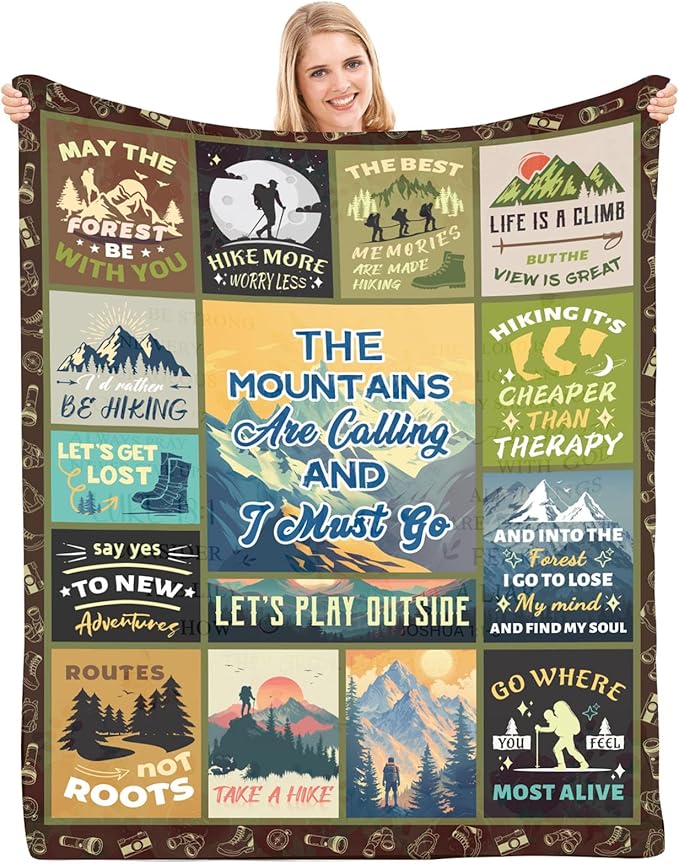 Hiking Gifts, Hiking Gifts for Women, Hiking Gifts for Men, for Hikers, Hiking Lovers Gifts, Hiking Gear for Women, Hiking Blanket for Hiker Outdoor RV Travel 50x60 in