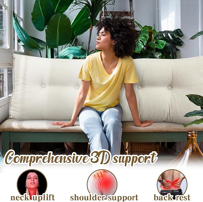 Wenqik Wedge Pillow Triangular Dorm Headboard Bed Rest Reading Backrest Back Support Long Bolster Pillow with Removable Cover for Dorm Room Supplies(Beige,Queen (59 x 20 x 8 Inch))