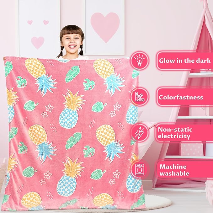 Pineapple Gifts Toys for Kids Boys Baby- Glow in The Dark Blanket Pineapple Presents for Birthday Decor Age 12 3 4 5 6 7 8 9 10 Years Old Toddler