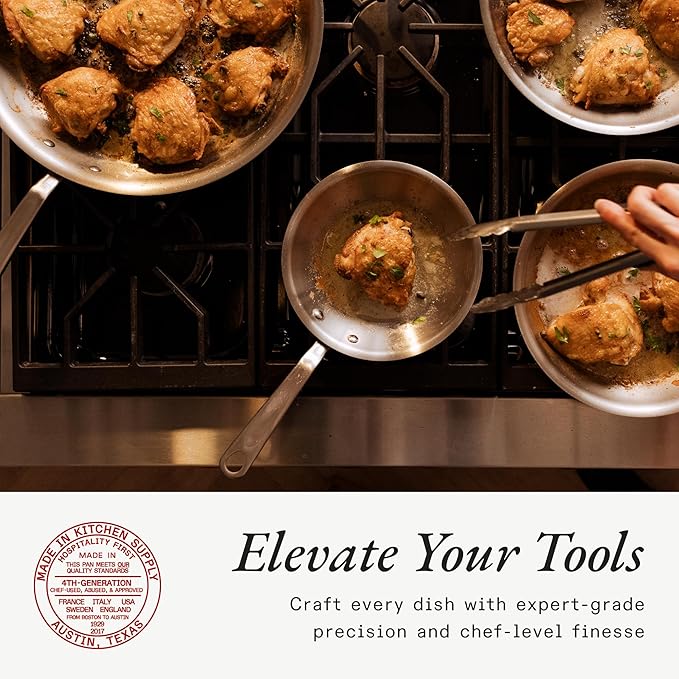 Made In Cookware - 3-Piece (Includes 8",10",12") Stainless Frying Pan Set - 5 Ply Stainless Clad - Professional Cookware - Crafted in Italy - Induction Compatible