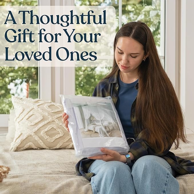 Canopy Bed Curtains with Lights, White Bed Canopy For Girls & Adults | Fits Full, Double, Queen, King | Bed Curtains From Ceiling Or Bed Frame, Bed Curtains, Bed Canopies & Drapes, Princess Bed