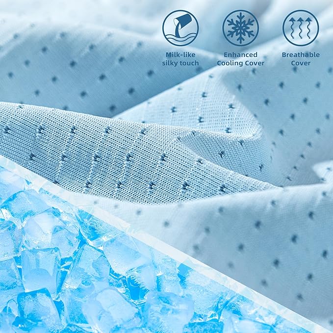 Gel Memory Foam Pillow Cooling Pillow with Removable and Machine Washable Cover Bed Pillow for Side, Back, and Stomach Sleepers, Standard Size 1 Pack Blue