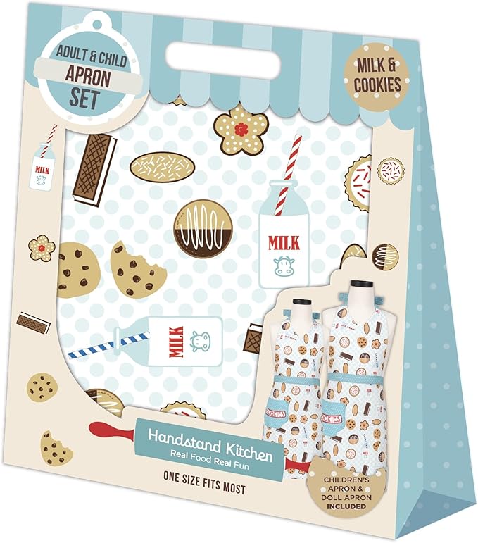 Mother and Daughter Milk and Cookies 100% Cotton Apron Set