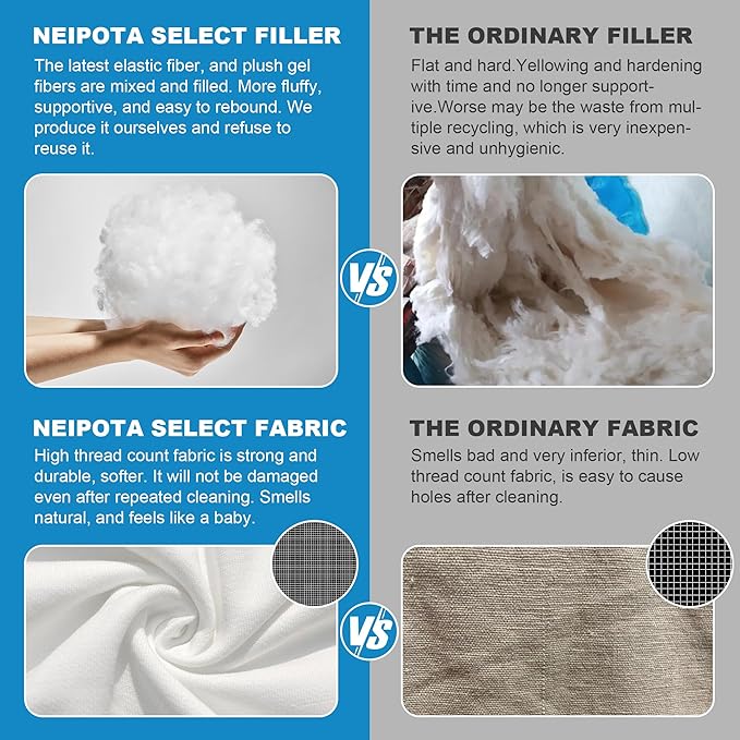 Bed Pillows Standard Size Set of 2, Down Alternative Bedding, Cooling Hotel Quality 20 x 26, Sleeping Pillow for Back, Stomach, Side Sleepers