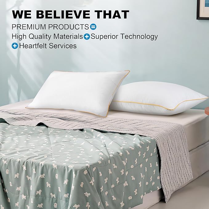 Bed Pillows Queen Size Set of 2 - Down Alternative Bedding White, Cooling Hotel Quality 20 x 30, Sleeping Pillow for Back, Stomach or Side Sleepers