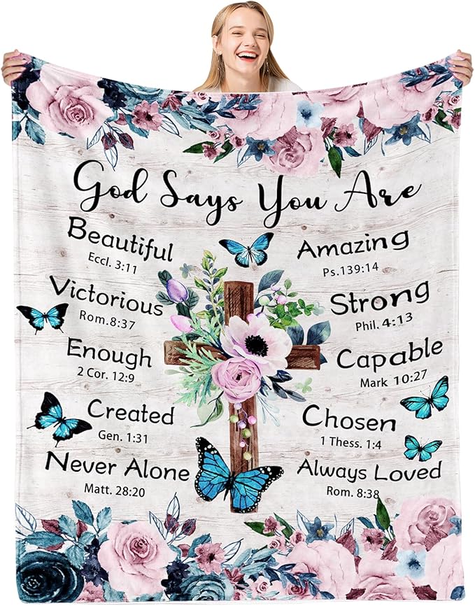 Christian Birthday Gifts for Women, Christian Gifts for Women, Religious Gifts for Women, Spiritual Gifts for Women, Womens Gifts for Birthday, Christian Blanket 50x60 in