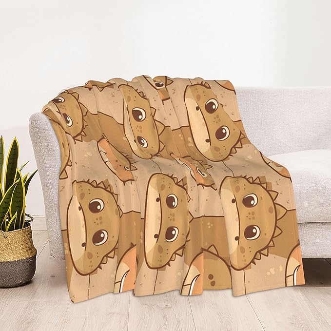 Cute Cartoon Flannel Blanket for Kids, 50" L x 60" W Inches – Soft and Cozy Plush Throw Blanket for Boys and Girls – Perfect for Bed, Couch, or Travel (Dinosaur)