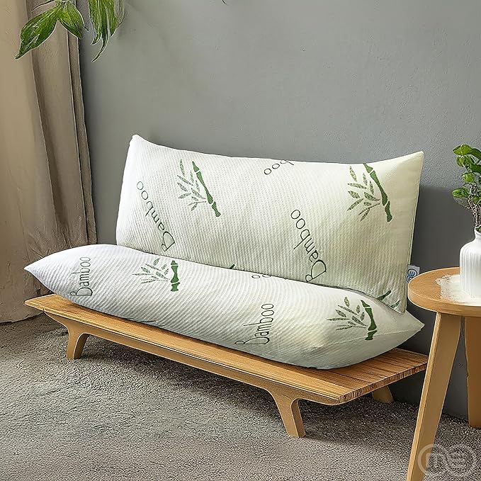 OMEO Full Rayon Bamboo Fiber Pillow Memory Foam Body Pillow for Side Sleeper, Huggable Long Body Pillow for Adults with Washable Body Pillow Pillowcase with Zipper, 20x54 Inch