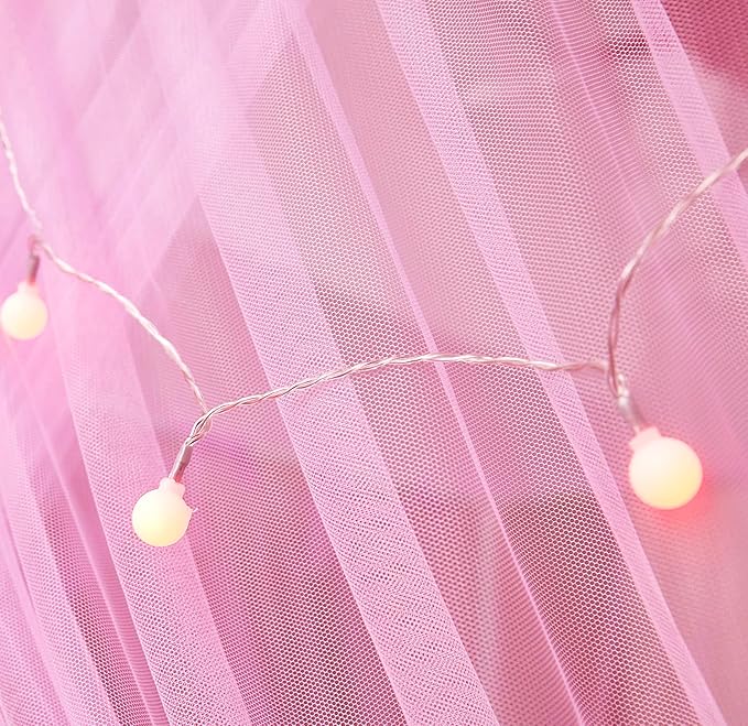 Mengersi Bed Canopy Mosquito Net for Bed,Canopy Bed Curtains Elegant Bed Drapes Screen Netting Canopy Curtains Bedroom Decor (Pink, King)