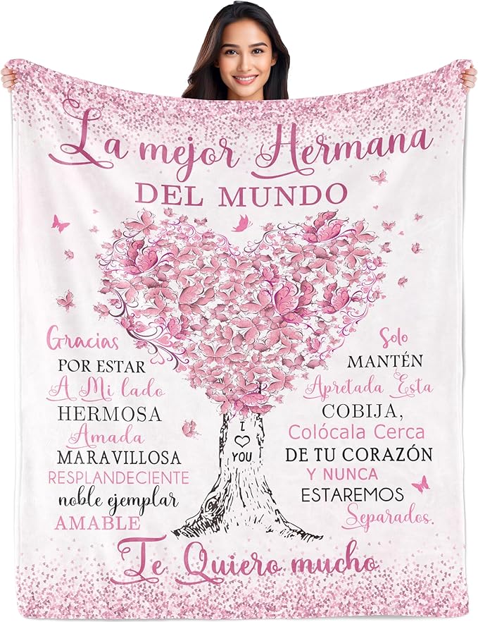 Regalos para Hermanas, Sister Birthday Gifts, Sister Gifts in Spanish, Gifts for Sister Blanket 60"x50", Big Sister Gifts for Girls, Birthday Gifts for Sister/Hermana, Sisters Gifts from Sister