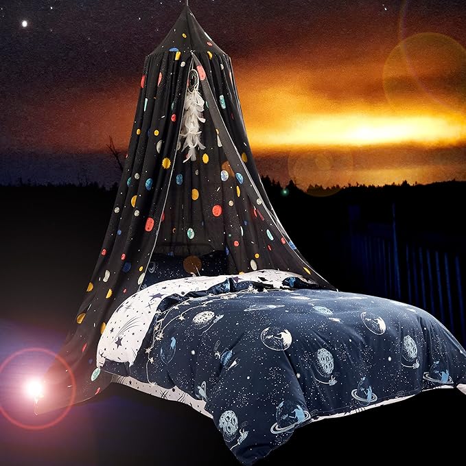Mengersi Starlight Bed Canopy,Canopy for Bed Girls Room Decoration Princess Castle, Dreamy Mosquito Net Reading Nook,Fit for Twin Full Queen Size Bed