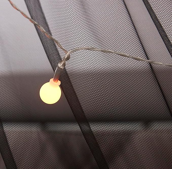 Mengersi Canopy Bed Curtains Bed Canopy with Lights for Girls, Bed Netting Unique Style 4 Door Mosquito Net for Adults Women Bedroom Decor (Black+Lights, King)