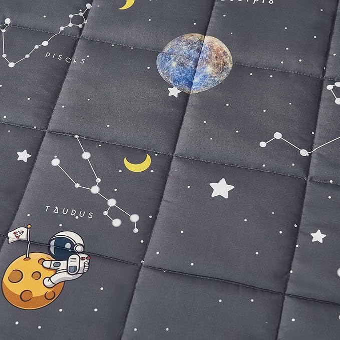 Weighted Blanket Kids (36"x48" 5lbs), Weighted Blanket Cooling Blanket for Sleeping,Throw Size Breathable Blanket with Premium Glass Bead(Space Grey)