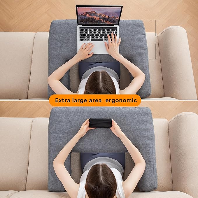 Reading Pillow for Gaming,Inflatable Bed Rest Pillow for Reading,lap desk Extra Large Arm Rest Pillow for bed,Floor,Working,Gaming,for Play Steam Deck Switch and PS5 while Sitting in Bed table pillow