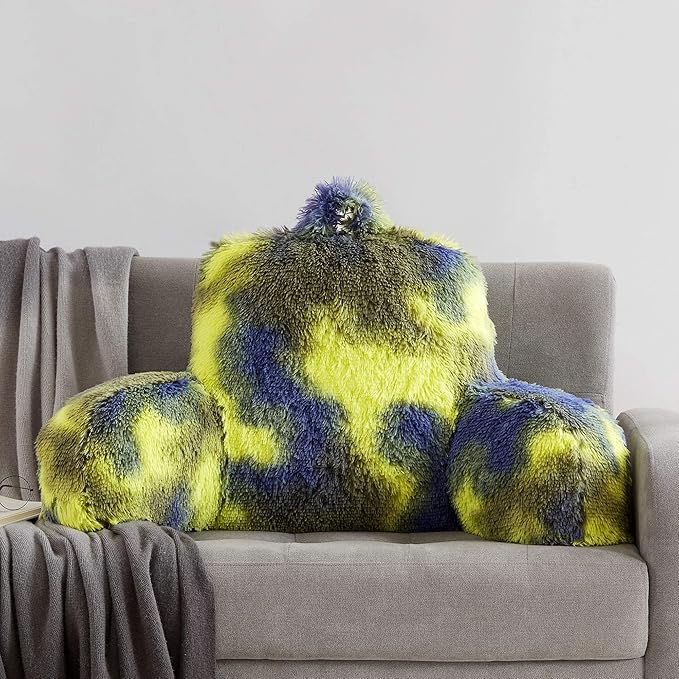 Fur Reading Pillow w/Unique Camo Colors, Fluffy Cozy Bed Rest Pillow Lounge Cushion with Arms for Adults & Kids, Back Pillow for Sitting in Bed Couch Chair, Functional Bed Wedge Pillows