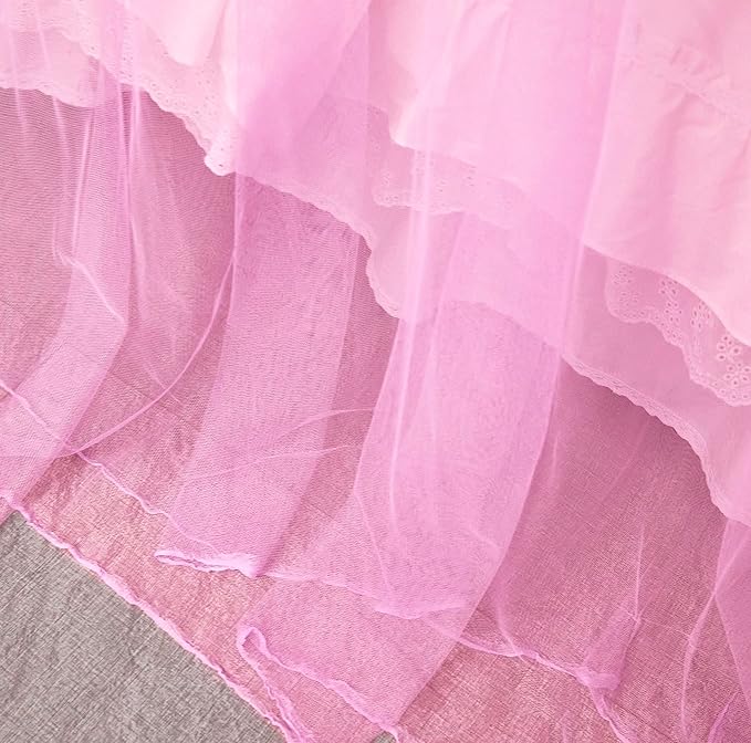 Mengersi Canopy Bed Curtains Bed Canopy with Lights for Girls, Bed Netting Unique Style 4 Door Mosquito Net for Adults Women Bedroom