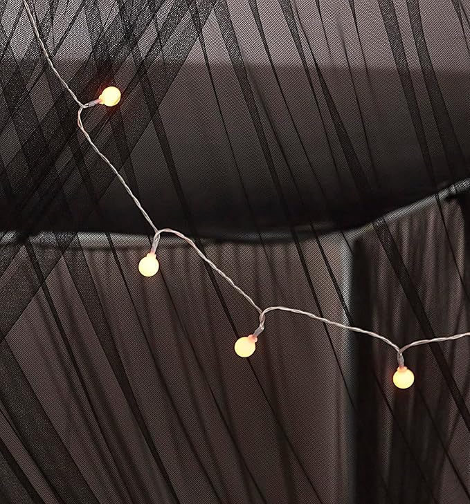 Mengersi Bed Canopy Mosquito Net for Bed,Canopy Bed Curtains Elegant Bed Drapes Screen Netting Canopy Curtains Bedroom Decor (Black, California King)