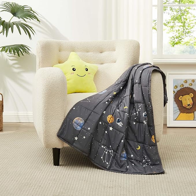Weighted Blanket Kids (36"x48" 3lbs), Weighted Blanket Cooling Blanket for Sleeping,Throw Size Breathable Blanket with Premium Glass Bead(Space Grey)