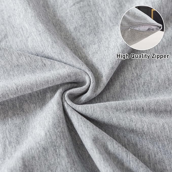 WhatsBedding Memory Foam Body Pillow with 100% Cotton Jersey Knitted Cover, Luxury Soft Large Long Pillow for Adults, Firm Full Body Pillow with Removable Zippered Pillow Case - Light Grey
