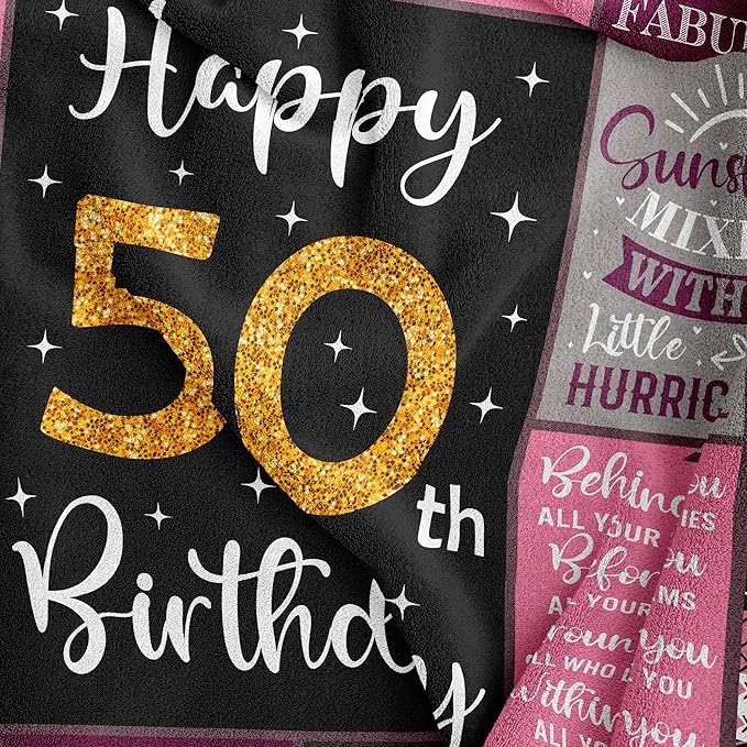 50th Birthday Gifts for Women, 50th Birthday Gift Blanket 50"X60", 50 Year Old Gifts for Women, 50th Birthday Gifts for Her, 50th Birthday Decorations, 50 Years Old Birthday Gifts for Woman