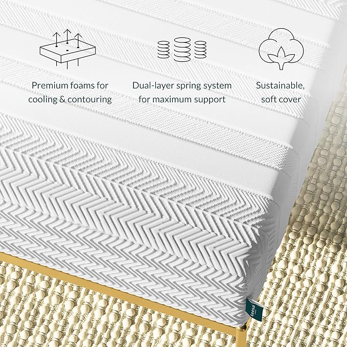 Leesa Legend Hybrid 12" Mattress, California King Size Luxury Dual Hybrid/CertiPUR-US Certified/with Organic Cotton Mattress Cover / 100-Night Trial,White