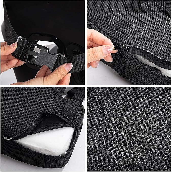 HOMBYS Lumbar Support Pillow for Office Chair-Seat Cushion for Back Support, Improved Sitting Posture and Upper/Lower Back Pain Relief for Desk Chairs, Car Seats and Airplanes (Black, 17"x13"x3")