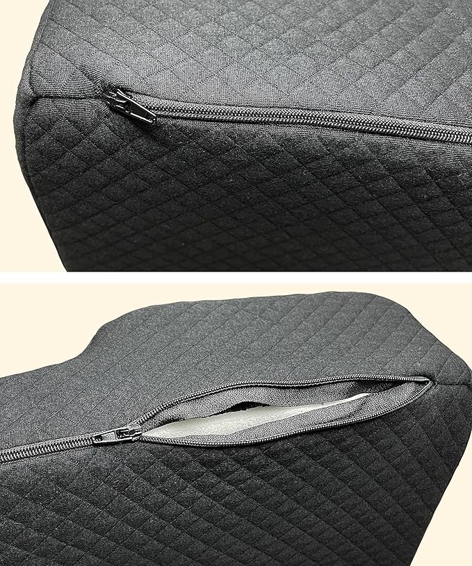 Pillow for Eyelash Extensions - Curved Memory Foam Lash Bed Pillow with Neck and Back Support, Perfect Pillow for Eyelash Extensions, Two Pockets for Tools On The Sides of Pillow (Black)