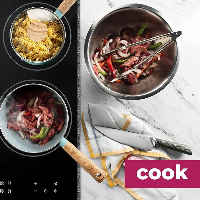 FineDine Stainless Steel Mixing Bowls (Set of 5) Stainless Steel Mixing Bowl Set - Easy To Clean, Nesting Bowls for Space Saving Storage, Great for Cooking, Baking, Prepping